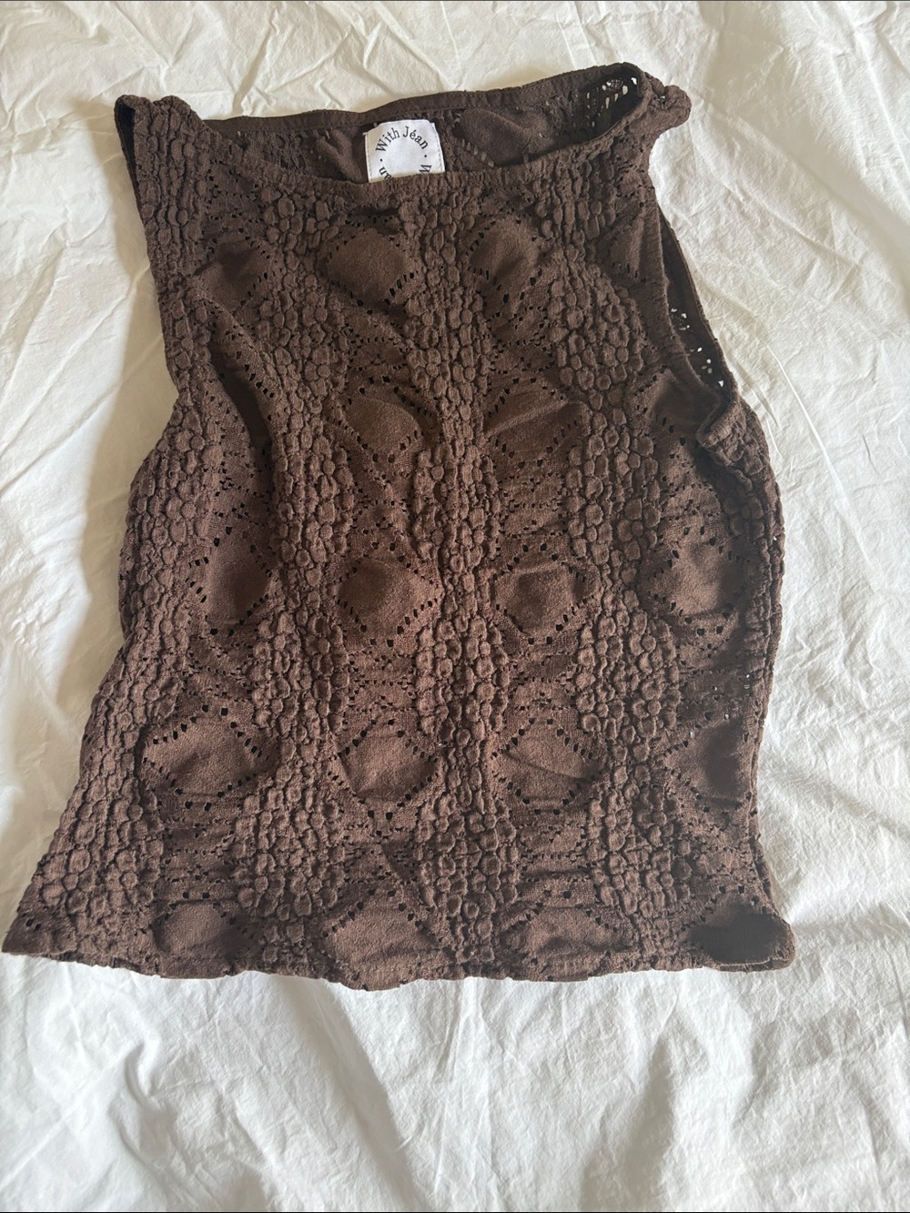 With Jean Dark Brown Crochet Tank Top